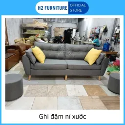 [Freeship Hà Nội] Ghế Văng Sofa Nỉ H2 Furniture Dành Cho 3 Tới 5 Người Ngồi, Sofa Phòng Khách Phong Cách Bắc Âu