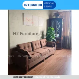 [Freeship Hà Nội] Ghế Văng Sofa Nỉ H2 Furniture Dành Cho 3 Tới 5 Người Ngồi, Sofa Phòng Khách Phong Cách Bắc Âu