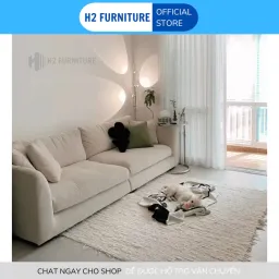 [Freeship HN] Sofa Duker Nỉ Hàn Cao Cấp DK0D9 H2 Furnirure, Sofa Curved Với Chất Liệu Vải Nỉ Cao Cấp Kết Hợp Lò Xo Giàn