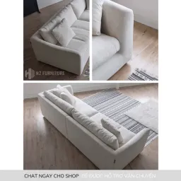 [Freeship HN] Sofa Duker Nỉ Hàn Cao Cấp DK0D9 H2 Furnirure, Sofa Curved Với Chất Liệu Vải Nỉ Cao Cấp Kết Hợp Lò Xo Giàn