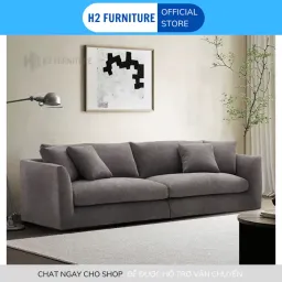 [Freeship HN] Sofa Duker Nỉ Hàn Cao Cấp DK0D9 H2 Furnirure, Sofa Curved Với Chất Liệu Vải Nỉ Cao Cấp Kết Hợp Lò Xo Giàn