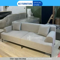 Ghế Sofa Nỉ Tribeca H20V5 Cao Cấp H2 Furniture Vải Nỉ Mềm Mại Đệm Mút Lò Xo Êm Ái Tặng Kèm 2 Gối Ôm