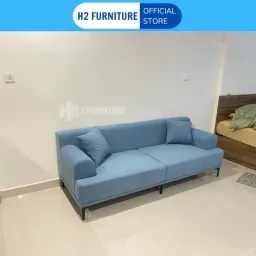 Ghế Sofa Nỉ Tribeca H20V5 Cao Cấp H2 Furniture Vải Nỉ Mềm Mại Đệm Mút Lò Xo Êm Ái Tặng Kèm 2 Gối Ôm