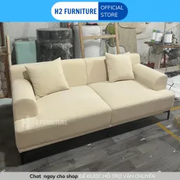 Ghế Sofa Nỉ Tribeca H20V5 Cao Cấp H2 Furniture Vải Nỉ Mềm Mại Đệm Mút Lò Xo Êm Ái Tặng Kèm 2 Gối Ôm