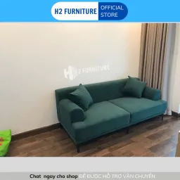 Ghế Sofa Nỉ Tribeca H20V5 Cao Cấp H2 Furniture Vải Nỉ Mềm Mại Đệm Mút Lò Xo Êm Ái Tặng Kèm 2 Gối Ôm