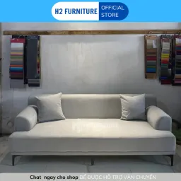 Ghế Sofa Nỉ Tribeca H20V5 Cao Cấp H2 Furniture Vải Nỉ Mềm Mại Đệm Mút Lò Xo Êm Ái Tặng Kèm 2 Gối Ôm