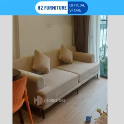 Ghế Sofa Nỉ Tribeca H20V5 Cao Cấp H2 Furniture Vải Nỉ Mềm Mại Đệm Mút Lò Xo Êm Ái Tặng Kèm 2 Gối Ôm