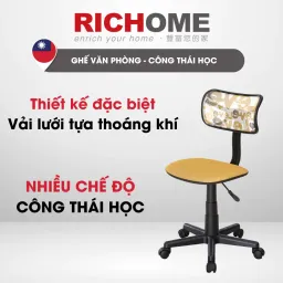 Ghế Văn Phòng, Ghế Học Sinh Chân Xoay 360 Độ RICHOME CH1417. Thiết Kế Nhỏ Gọn Chắc Chắn, Bắt Mắt