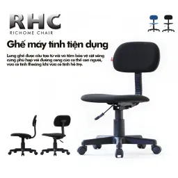 Ghế Xoay 360 Độ RICHOME CH1017BK Ghế Làm Việc Chân Xoay Làm Việc, Ghế Văn Phòng Basic, Tiện Lợi, Chắc Chắn Hàng Đài Loan