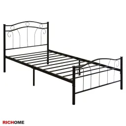 Giường Sắt Đơn Phong Cách Cổ Điển RICHOME BE258 Khung Sắt Chắc Chắn Dễ Dàng Tháo Lắp