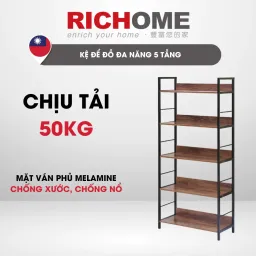 Kệ Để Đồ Đa Năng 5 Tầng RICHOME SH518-1, Mặt Gỗ MDF Phủ Melamin Chống Trầy Xước, Thiết Kế Sang Trọng