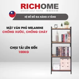 Kệ Để Đồ Đa Năng, Kệ Trưng Bày 4 Tầng RICHOME B-R-SH540-1 Mặt Gỗ Phủ Melamin (MDF) Chống Nước, Chống Cháy, Chống Xước