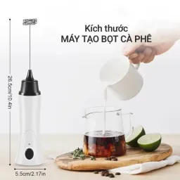 Máy Tạo Bọt Cà Phê, Máy Cầm Tay Mini Bông Sữa, Đánh Trứng, Pha Trà Sữa Matcha, Socola, Kem Cheese Dây Sạc Điện Đi Kèm