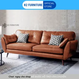 [Miễn Ship HN] Ghế Sofa Da Tay Nhót H2 Furniture Dành Cho 3 Đến 4 Người Ngồi Bảo Hành 1 Năm