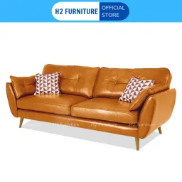 [Miễn Ship HN] Ghế Sofa Da Tay Nhót H2 Furniture Dành Cho 3 Đến 4 Người Ngồi Bảo Hành 1 Năm