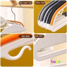 Móc Áo Nhựa Chống Trượt Móc Treo Quần Áo Tủ Đựng Giá Phơi Đồ Babo (TB25)