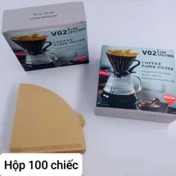 Set Combo 100 Giấy Lọc Cà Phê Drip V60 Giấy Không Tẩy Trắng Pha Coffee Pour Over Đi Du Lịch, Tiện Dụng