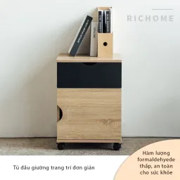 Tủ Tab Đầu Giường, Tủ Để Đồ Văn Phòng. Chắc Chắn Ván Phủ Mdf Chống Xước, Chống Nổ RICHOME DR245