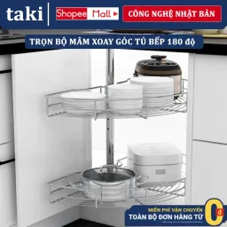 Mâm Xoay Góc Tủ Bếp 1/2 - 3/4, Kệ Góc Tủ Bếp Chữ L - Bảo Hành Vĩnh Viễn - Có Thợ Lắp