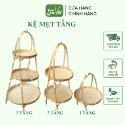 Mẹt Tre Tầng Đựng Đồ Ăn Trang Trí - Kệ Mẹt Tầng