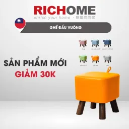 Ghế Đẩu Vuông RICHOME CH1394 Ghế Đẩu Chân Gỗ Cute, Nhỏ Gọn, Tiện Lợi