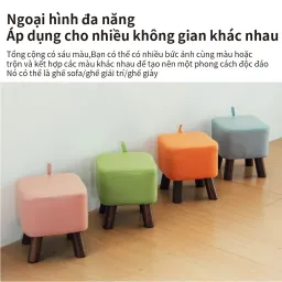 Ghế Đẩu Vuông RICHOME CH1394 Ghế Đẩu Chân Gỗ Cute, Nhỏ Gọn, Tiện Lợi