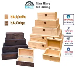 Hộp Đựng Quà Bằng Gỗ Cao Cấp 6cm (HAMET_HGT) Có Khóa Và Bản lề Chắc Chắn. Mẫu Đẹp, Sang Trọng, Hộp Nhiều Size