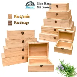 Hộp Đựng Quà Bằng Gỗ Cao Cấp 6cm (HAMET_HGT) Có Khóa Và Bản lề Chắc Chắn. Mẫu Đẹp, Sang Trọng, Hộp Nhiều Size