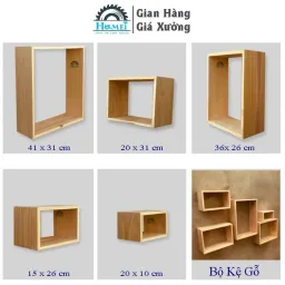 Kệ Gỗ Vuông Gắn Tường Decor HAMET Chất Gỗ Dày Dặn Giúp Không Gian Sống Thanh Lịch Ấm Áp