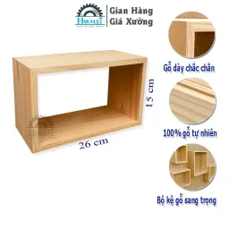 Kệ Gỗ Vuông Gắn Tường Decor HAMET Chất Gỗ Dày Dặn Giúp Không Gian Sống Thanh Lịch Ấm Áp