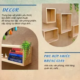 Kệ Trang Trí Treo Tường Bằng Gỗ Thiết Kế Hiện Đại Đa Dụng (HAMET_BKGBO4) Chất Gỗ Tự Nhiên Mang Lại Sự Tinh Tế Và Ấm Áp