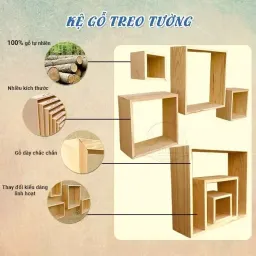 Kệ Trang Trí Treo Tường Bằng Gỗ Thiết Kế Hiện Đại Đa Dụng (HAMET_BKGBO4) Chất Gỗ Tự Nhiên Mang Lại Sự Tinh Tế Và Ấm Áp