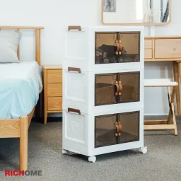 Tủ Để Đồ Đa Năng RICHOME BX001 Tủ Để Đồ 3 Tầng Có Thể Tháo Lắp Từng Tầng Tủ Đựng Quàn Áo Đa Năng, Tiện Lợi, Chắc Chắn