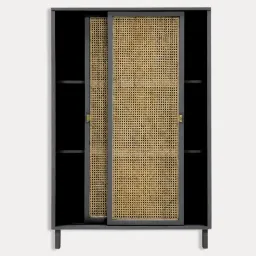 KLEI, Tủ Quần Áo Cửa Lùa Phối Mây Tre, TQA_025, 120x60x180cm, Nội thất HGF