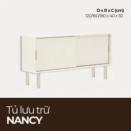 NANCY, Tủ Lưu Trữ Đa Năng Cửa Trượt, TLT_048, Chiều dài x 40 x 50 cm, Nội thất HGF