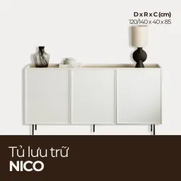 NICO, Tủ Lưu Trữ 3 Cánh Phong Cách Đơn Giản Tinh Tế, TLT_044, Chiều dài x 40 x 85 cm, Nội thất HGF