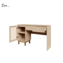 SIVAN, Bàn Làm Việc Gỗ Phối Mây Hai Ngăn Kéo Và Tủ Lưu Trữ, BLV_003, Chiềudàix50x80cm, Nội thất HGF