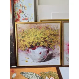 (BÌnh Hoa Xuân) 60x60cmTranh in canvas kích thước chủ đề Bình Hoa Tết