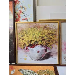 (BÌnh Hoa Xuân) 60x60cmTranh in canvas kích thước chủ đề Bình Hoa Tết