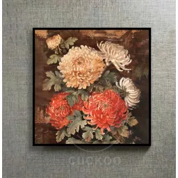 (Hoa Cúc Cổ) 60x60cm, tranh in vải canvas lụa kimsa, đủ khung và đinh treo.