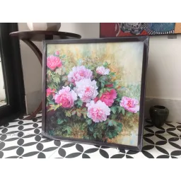 Hoa Mẫu Đơn 50x50 cm, tranh in vải Canvas chất lượng cao, đầy đủ khung và phụ kiện treo tranh