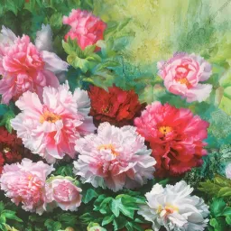 Hoa Mẫu Đơn 50x50 cm, tranh in vải Canvas chất lượng cao, đầy đủ khung và phụ kiện treo tranh