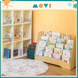 Kệ sách Montessori, kệ sách cho bé, giá sách gỗ 5 tầng Movi