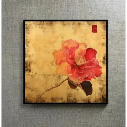 (MỚI) Tranh hoa sen cổ 60x60cm, tranh in vải canvas kimsa không xước, đủ khung và đinh treo.