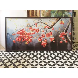 (new) 60x120cm tranh cành hồng may mắn 2 - tranh in vải canvas, đủ khung hoặc căng xát xi