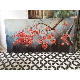 (new) 60x120cm tranh cành hồng may mắn 2 - tranh in vải canvas, đủ khung hoặc căng xát xi