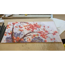 (new) 60x120cm tranh cành hồng may mắn 2 - tranh in vải canvas, đủ khung hoặc căng xát xi