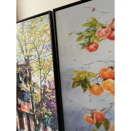 (new) tranh quả hồng, phố cũ 50x70cm đủ khung