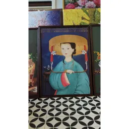 (NEW)indochina1 KT 50x70cm tranh in vải canvas hình cô gái ĐÔng Dương- đủ khung và đinh treo