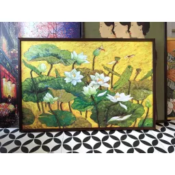 (tranhSen) 60x90cm tranh đủ khung và đinh treo